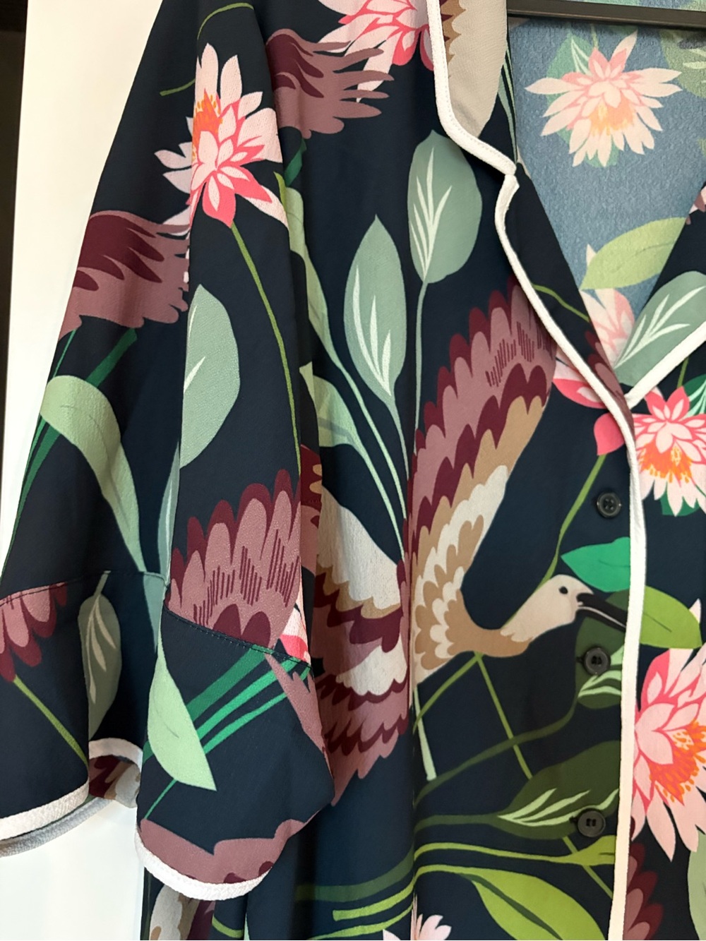 ELOQUII pajama top navy floral crane size 26 - Picture 3 of 5